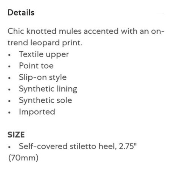 Guess Akela 2 Knot Front Pointed Toe Mules Leopard Brown Size 6 - Picture 2 of 7